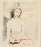 Marie Laurencin, JEUNE FILLE À LA GUIARE, color etching, JEUNE FILLE À LA GUIARE, color etching