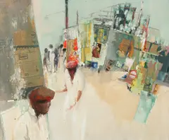 James Twitty, Lincoln Center, Mixed media collage on canvas.