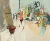 James Twitty, Lincoln Center, Mixed media collage on canvas.