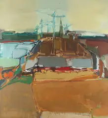Alfred McAdams, New Town, Oil on canvas
