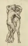 Male Figures Embraced by Allyn Cox, MALE FIGURES EMBRACED, pencil and pencil study verso, sold Feb 2015