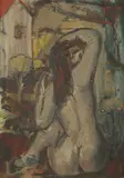 Seated Female Nude by American School, SEATED FEMALE NUDE, oil on board, offered Feb 2015