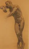 Allyn Cox, Standing Male Nude, STANDING MALE NUDE, pencil on paper