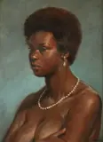 Joseph Sherly Sheppard, Portrait of African American Woman with Pearls, Oil on board