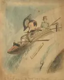French School, POLITICAL CARICATURES: THREE WORKS, each inscribed, Ink and watercolor