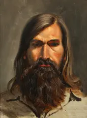 Douglas Hofmann, Portrait of Man with Beard, Oil on board