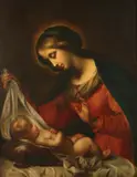 Madonna and Child by Continental School, MADONNA AND CHILD, oil on canvas laid down on board, sold Feb 2015