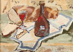 James McLaughlin, Bread and Wine, Gouache on paper