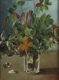 American School, STILL LIFE WITH BERRIES, sigend illegibly lower right, Gouache on board