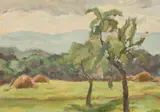 Marjorie Phillips, Hayfield in Summer, HAYFIELD IN SUMMER, oil on board