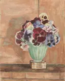 Marjorie Phillips, Pansies in Alabaster Vase, Oil on canvas
