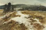 Murray Jackson Wentworth, MARSHALL POINT HOUSE and SNOW COVERED FIELD: TWO WORKS, first; signed and located lower right and second; signed lower right and bearing plaque: "Bronze Medal of Honor, Watercolor
