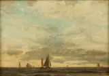 Bernard Blommers, Sailboats Under Broad Sky, SAILBOATS UNDER BROAD SKY, oil on canvas laid on panel