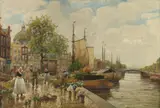 F. Max Richter-Reich, Flower Market, Oil on canvas