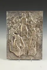 Raymond Joly, Jesus Before Pilate, Bronze relief plaque coated with silver