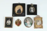 English and Continental School, MINIATURE PORTRAITS: SIX WORKS, including watercolor and gouache on celluloid, MINIATURE PORTRAITS: SIX WORKS, including watercolor and gouache on celluloid