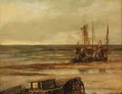 Figures on Shore by Bernard Blommers, FIGURES ON SHORE, oil on board, sold Feb 2015