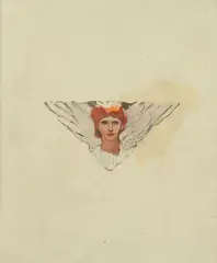 Howard Pyle, Study of Red Haired Woman with Wings, STUDY OF RED HAIRED WOMAN WITH WINGS, oil on board