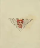 Howard Pyle, Study of Red Haired Woman with Wings, STUDY OF RED HAIRED WOMAN WITH WINGS, oil on board