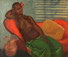 Julia Cuniberti, African American Female Nude, Oil on canvas