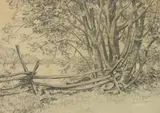 De Alton Valentine, Rural Fence Line, Pencil on paper
