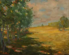 Mary Bacon Jones, Spring Landscape, Oil on board
