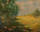 Mary Bacon Jones, Spring Landscape, Oil on board