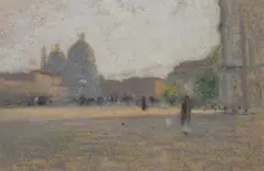 Walter A. Clark, VENICE SCENE, identified verso, Pastel