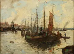W.H. Koppenol, The Harbor of Dortrecht, Oil on canvas