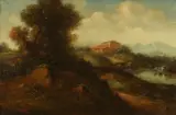 L. Patin, House Above Waterfall, Oil on canvas