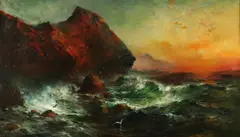 Lucien Whiting Powell, Rocky Coast, Oil on canvas