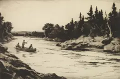 Ogden Pleissner, Salmon Pool, Etching, 1942, edition 60