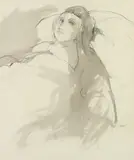 Charles Kenneth Sibley, Bedtime, Watercolor wash and charcoal