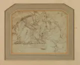 Luca Cambiaso, FAINTING VIRGIN, pen and brown ink, FAINTING VIRGIN, pen and brown ink.