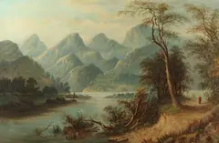 William Ellis, Mountain Landscape with Lake, Oil on canvas