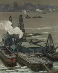 Alexander Bower, Portland Harbor, Oil on canvas