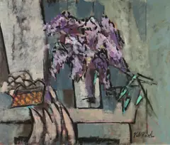 Karl Knaths, Rock and Lilac, Oil on canvas