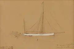 Henri de Toulouse-Lautrec, Le Yacht "Silver Fish", Pencil and gouache on paper