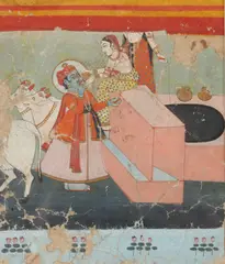 Radha Krishna by Anonymous, Ink and color on paper, sold Apr 2015
