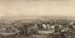 Charles George Lewis, THE ALLIED GERNERALS WITH THE OFFICERS OF THEIR RESPECTIVE STAFFS BEFORE SEBASTOPOL, after the painting by Thomas Jones Barker, Engraving