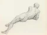 Reclining Male Nude by Allyn Cox, RECLINING MALE NUDE, charcoal on paper, offered Apr 2015
