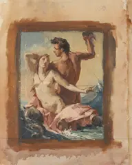 Untitled by Allyn Cox, STUDY FOR MYTHOLOGICAL SCENE, oil on canvas - Unstretched: 19 in. x 15 1/2 in, sold Apr 2015