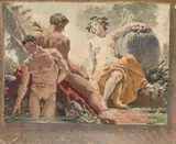 Allyn Cox, Untitled, SYLVAN DEITY, oil on canvas - Unstretched: image: 11 in. x 15 in. and overall canvas: 14 1/2 in. x 17 in