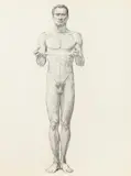 Male Nude Study for Leonardo Da Vinci by Allyn Cox, MALE NUDE STUDY FOR LEONARDO DA VINCI, charcoal on paper, sold Apr 2015