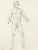 Male Nude Study for British Grenadier by Allyn Cox, Charcoal on paper, sold Apr 2015