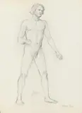 Allyn Cox, Study of Standing Male Nude, Charcoal on paper