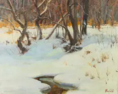 Gerald Lydon Merfeld, A Winter Walk, Oil on canvas