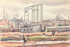 Edgar Nye, Coal Plant, Watercolor on paper