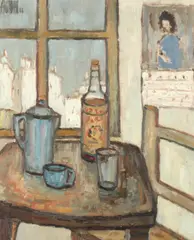 Guido Antoni, Bodegon de la Cafetera, Oil on canvas