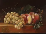 Still Life with Grapes and Peaches by English School, STILL LIFE WITH GRAPES AND PEACHES, oil on panel, sold Apr 2015